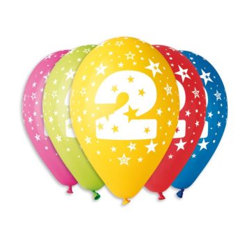 8 ballons multicolores de 25 cm chiffre 2 | jourdefete.com