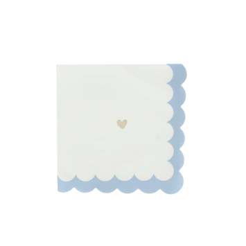 Serviettes en papier bleu orage, blanc et or pour baptême | jourdefete.com