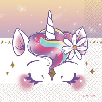 16 serviettes en papier - 33 x 33 cm - Collection Dreams Licorne