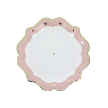 8 assiettes en carton - Diamètre 23 cm - Collection Baptême Blanc et Or - Couleur au choix