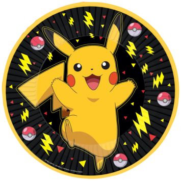 Assiettes Pokémon Pikachu 23cm avec éclairs et Pokéballs | jourdefete.com