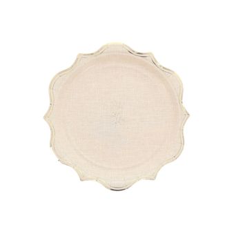 8 assiettes en carton - Diamètre 18 cm - Collection Communion Effet Lin et Or