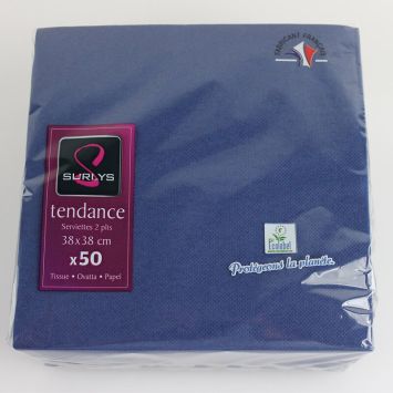 50 Serviettes Microgaufrées - Bleu Vif