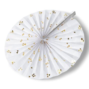Rosace en papier avec motifs triangles - Blanche et or