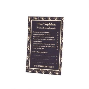 Sachet de 8 Cartes de Résolutions - Bonnes Fêtes -  Collection Paon - Noir Floqué Or