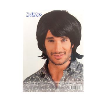 Perruque Mi-Long Homme Noire