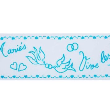 Ruban Tulle "Vive les Mariés" - Turquoise