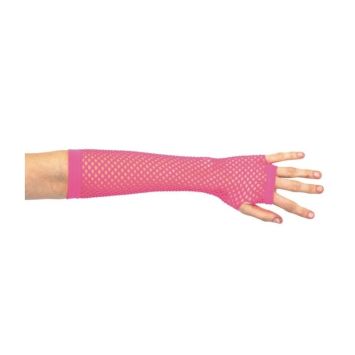 Mitaines Longues Roses Fluo en Résille