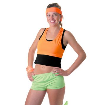 Mini Short Fluo Vert Femme - Taille Unique