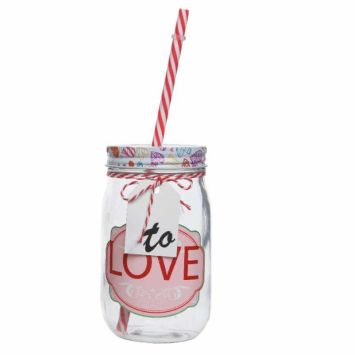 Cruche en Verre avec Paille - Love