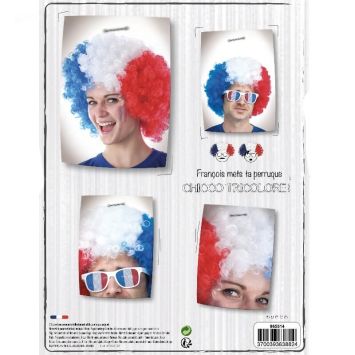 Perruque de Supporter Bleu Blanc Rouge - France