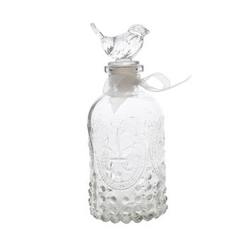 Carafe en verre transparent avec bouchon oiseau