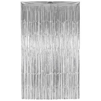 Rideau à lames métalliques argent 1x2 m pour décoration de fête | jourdefete.com