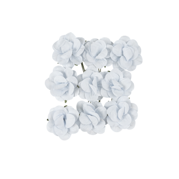 9 camélias sur tige en papier - 4 cm - Couleur au choix