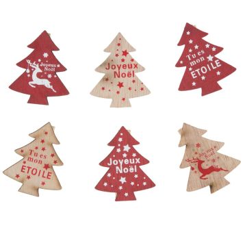 6 Pinces en Bois de Noël - Sapin