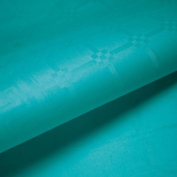 Rouleau de Nappe Damassé Turquoise 25 m