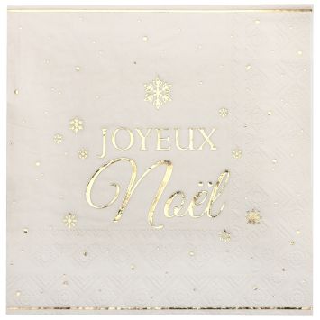 10 serviettes "Joyeux Noël" en papier - Noël - 33 x 33 cm - Collection Flocon d'Or - Couleur au choix