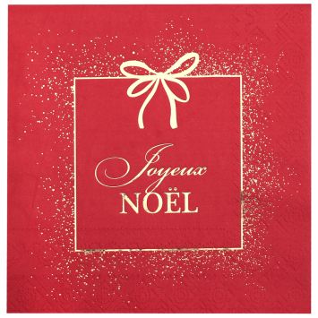 10 serviettes "Joyeux Noël" en papier - Noël - 33 x 33 cm - Collection Ornement Étincelant - Couleur au choix
