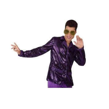 Veste Disco Brillante Homme Violette - Taille au Choix