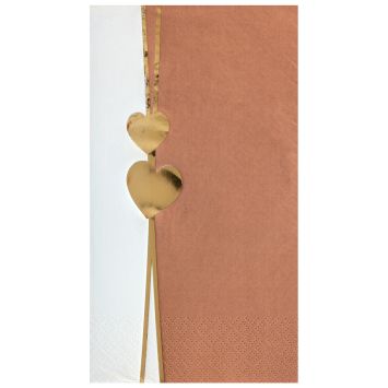 Serviettes de table avec cœurs dorés | jourdefete.com