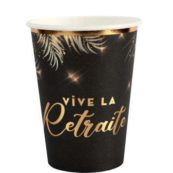 Gobelets Vive la Retraite doré 27 cl pour fête de départ à la retraite | jourdefete.com