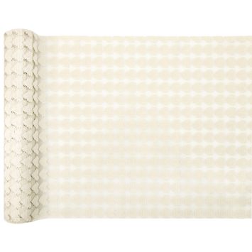 Chemin de table avec cœurs en dentelle - 28 cm x 2,5 m - Couleur au choix