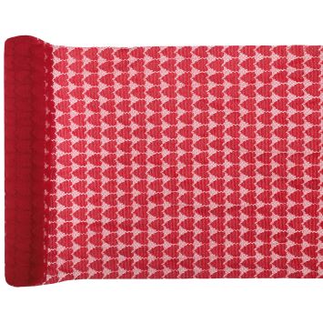 Chemin de table avec cœurs en dentelle - 28 cm x 2,5 m - Couleur au choix