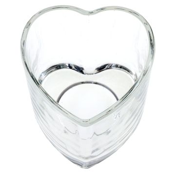 Porte-bougie en forme de cœur en verre - 7,5 x 7,5 x 6,5 cm - Couleur au choix