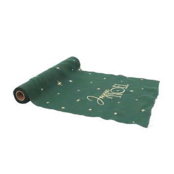 Chemin de table "Joyeux Noël" en mousseline - Noël - 28 cm x 3 m - Collection L'Intemporel - Couleur au choix