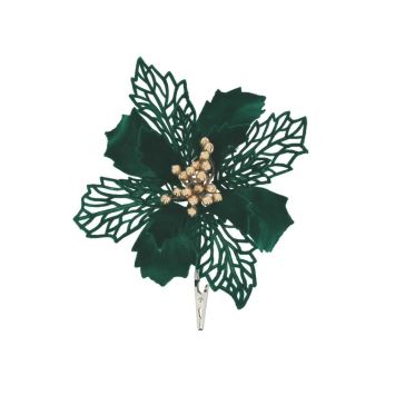 Fleur de poinsettia en velours avec pince - Noël - 13 x 15,5 cm - Collection L'Intemporel - Couleur au choix