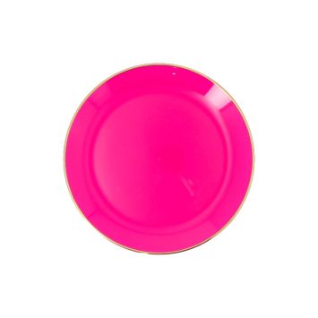 6 assiettes Élégance réutilisables en plastique - Diamètre 19 cm - Couleur au choix