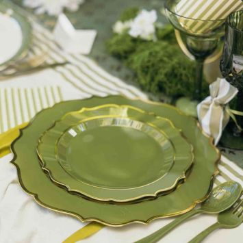 6 assiettes Raffiné réutilisables en plastique - Diamètre 19,5 cm - Couleur au choix