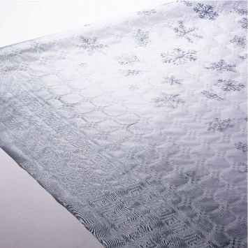 Rouleau de Nappe Damassé - Flocons de Neige - Argent - 6 Mètres