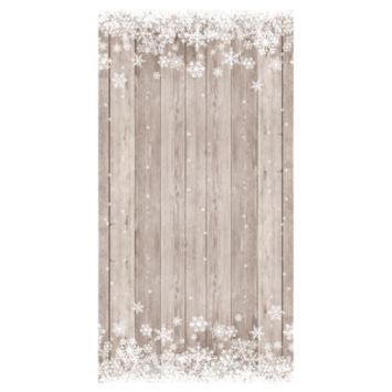 Rouleau de Nappe Damassé - Effet Bois - Flocons de Neige - 6 Mètres