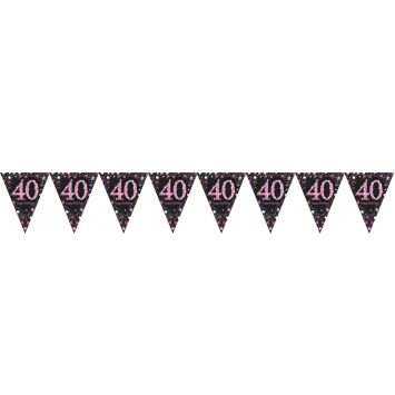 Guirlande Fanion - 40 Ans Rose