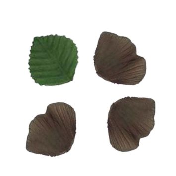 Pétales en Tissu avec Feuilles Chocolat