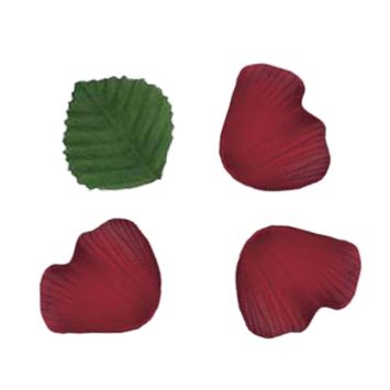 Pétales en Tissu avec Feuilles Bordeaux