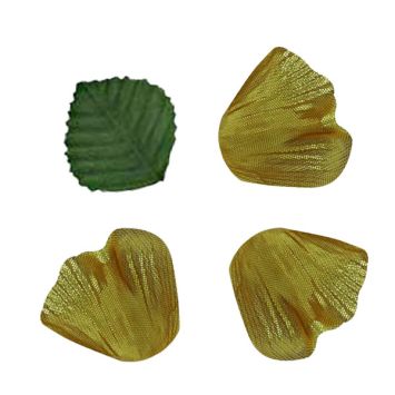 Pétales en Tissu Doré avec Feuilles