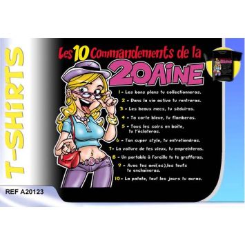 T-Shirt Femme Anniversaire 20 ans "Les 10 Commandements"