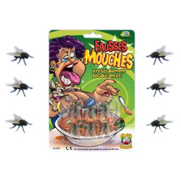 Set de 6 Fausses Mouches en Plastique