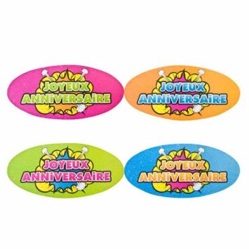 4 Stickers "Pop" repositionnables Joyeux Anniversaire