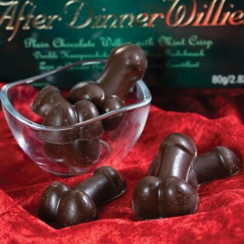 Chocolats noirs pénis fourrés à la menthe