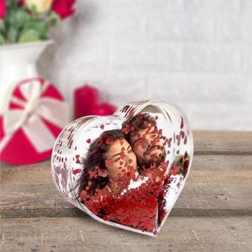 Boule à paillettes en forme de cœur - Saint-Valentin - Collection Chéri Chérie