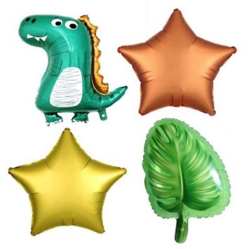 4 ballons en aluminium thème dinosaure