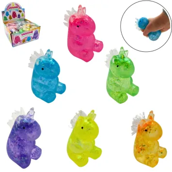 Licorne Anti-Stress avec gel et paillettes - 10 cm - Modèle Aléatoire