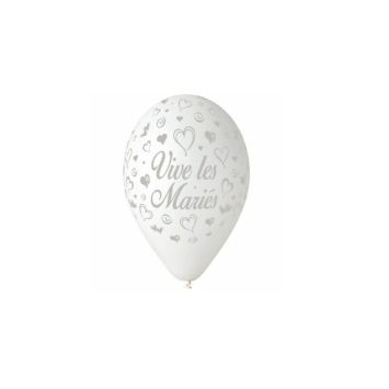 10 Ballons vive les mariés blancs | jourdefete.com
