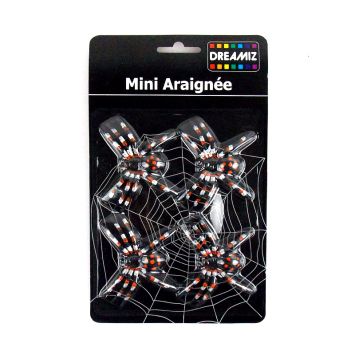 Lot de 4 décorations araignée orange et blanc