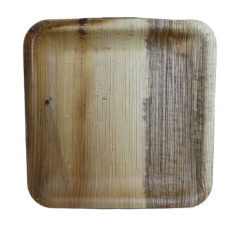 10 assiettes carrées en feuille de palmier - 15 x 15 cm