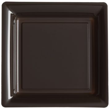 12 Assiettes Cocktail Carrée en Plastique - Chocolat