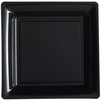 12 Assiettes Cocktail Carrée en Plastique - Noir